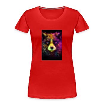 Waschbär in der 5. Dimension - Frauen Premium Bio T-Shirt - Rot - Vorne - Mia (176cm)