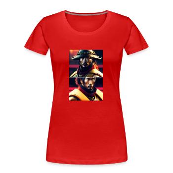 Futuristische Samurai - Frauen Premium Bio T-Shirt - Rot - Vorne - Mia (176cm)