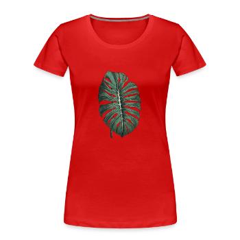 Feuille Monstera cool, motif végétal - T-shirt bio Premium Femme - rouge - Devant - Mia (176cm)