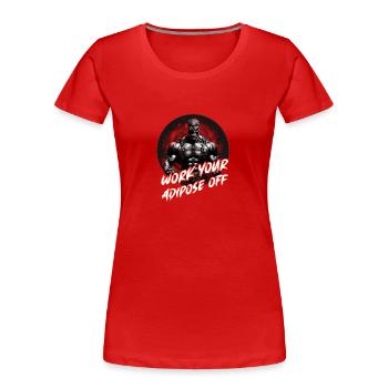 Musculation Motivation Muscle Skull Six Pack - T-shirt bio Premium Femme - rouge - Devant - Mia (176cm)