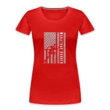 Marathon Schuhe Wettbewerb Lauftraining - Frauen Premium Bio T-Shirt - Rot - Vorne - Mia (176cm)