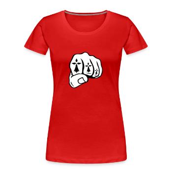 Faust Nähe Hermelin Symbol Breton - Frauen Premium Bio T-Shirt - Rot - Vorne - Mia (176cm)