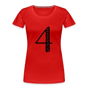 4 ANS. 4e ANNIVERSAIRE. ANNIVERSAIRE 4 ANS. 4 - T-shirt bio Premium Femme - rouge - Devant - Mia (176cm)