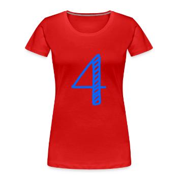 4 ANS. 4e ANNIVERSAIRE. ANNIVERSAIRE 4 ANS. 4 - T-shirt bio Premium Femme - rouge - Devant - Mia (176cm)