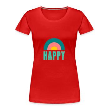 HAPPY. HAPPINESS. FREEDOM. - POSITIV. POSITIV - Frauen Premium Bio T-Shirt - Rot - Vorne - Mia (176cm)