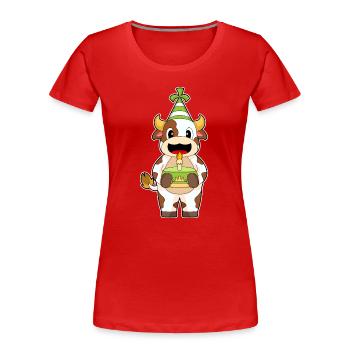 Cow Birthday Cake - Women's Premium Organic T-Shirt - red - Front - Mia (176cm)