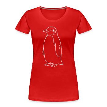 Minimalistische Pinguin Silhouette Linien Art - Frauen Premium Bio T-Shirt - Rot - Vorne - Mia (176cm)