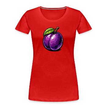 Comic-Pflaume mit satten Violetttönen und glänzend - Frauen Premium Bio T-Shirt - Rot - Vorne - Mia (176cm)