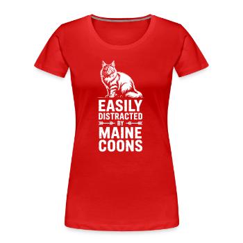 Maine Coon Sprüche Katze Witz Maine Coon Geschenk  - Frauen Premium Bio T-Shirt - Rot - Vorne - Mia (176cm)