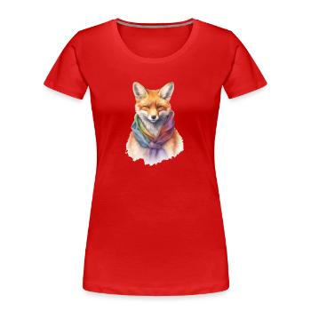 Fuchs mit Schal - Frauen Premium Bio T-Shirt - Rot - Vorne - Mia (176cm)