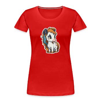 Poney pouliche 3 - T-shirt bio Premium Femme - rouge - Devant - Mia (176cm)