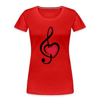 Note Heart Music - Women's Premium Organic T-Shirt - red - Front - Mia (176cm)