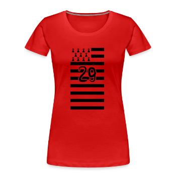 29 Flagge der bretonischen Abteilung finistere - Frauen Premium Bio T-Shirt - Rot - Vorne - Mia (176cm)
