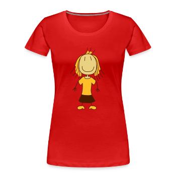 nettes kleines glueckliches Maedchen - Frauen Premium Bio T-Shirt - Rot - Vorne - Mia (176cm)
