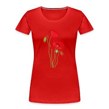 Mohn - Blumendesign - Frauen Premium Bio T-Shirt - Rot - Vorne - Mia (176cm)