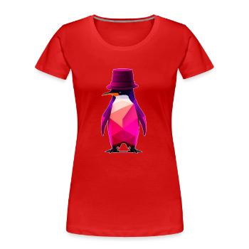 penguin with a hat Ur-Tshirt - Frauen Premium Bio T-Shirt - Rot - Vorne - Mia (176cm)