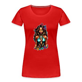 Afro Frau - Schönheit - Frauen Premium Bio T-Shirt - Rot - Vorne - Mia (176cm)