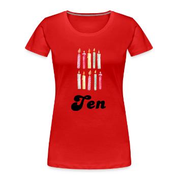 10e anniversaire bougie - T-shirt bio Premium Femme - rouge - Devant - Mia (176cm)