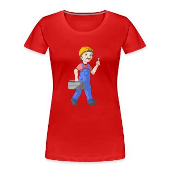 Comic Handwerker - Frauen Premium Bio T-Shirt - Rot - Vorne - Mia (176cm)