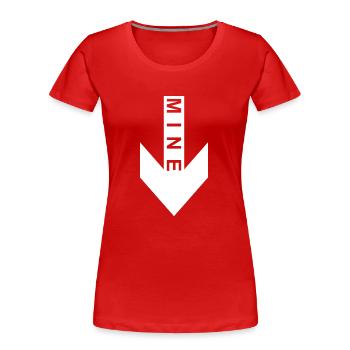 Mine Pfeil nach unten - Frauen Premium Bio T-Shirt - Rot - Vorne - Mia (176cm)