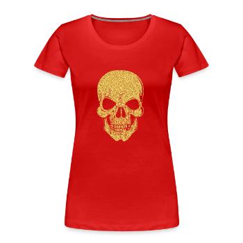 Totenkopf Totenschädel Skull Knochen Glitzer gold - Frauen Premium Bio T-Shirt - Rot - Vorne - Mia (176cm)