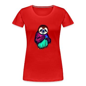 Faultier - Frauen Premium Bio T-Shirt - Rot - Vorne - Mia (176cm)