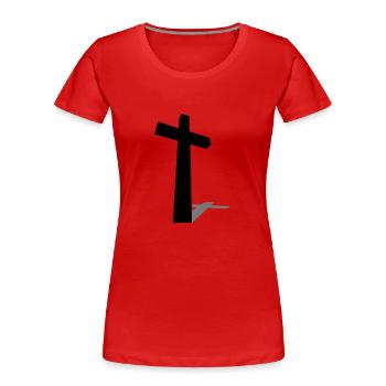 2c croix ombre - T-shirt bio Premium Femme - rouge - Devant - Mia (176cm)