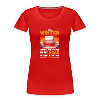 Writers Writing Literature - Women's Premium Organic T-Shirt - red - Front - Mia (176cm)