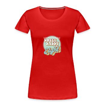 Sweet Sassy et 8 célébrant de fête du 8e anniversaire - T-shirt bio Premium Femme - rouge - Devant - Mia (176cm)