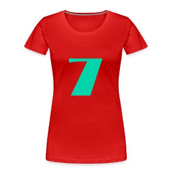 7 ANS. 7e ANNIVERSAIRE. ANNIVERSAIRE 7 ANS. 7 - T-shirt bio Premium Femme - rouge - Devant - Mia (176cm)