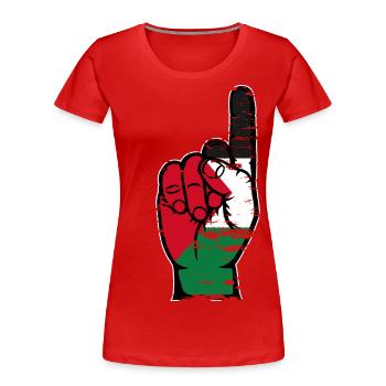 Drapeau de la Palestine numéro 1 utilisé - T-shirt bio Premium Femme - rouge - Devant - Mia (176cm)