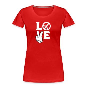 Love Peace Hand Comic Sign Symbol Logo - Women's Premium Organic T-Shirt - red - Front - Mia (176cm)