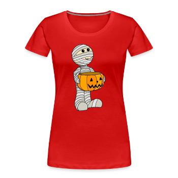 Cute Mummy with Jack-o-Lantern - Women's Premium Organic T-Shirt - red - Front - Mia (176cm)