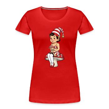 Fille lutin avec poupée bébé - T-shirt bio Premium Femme - rouge - Devant - Mia (176cm)