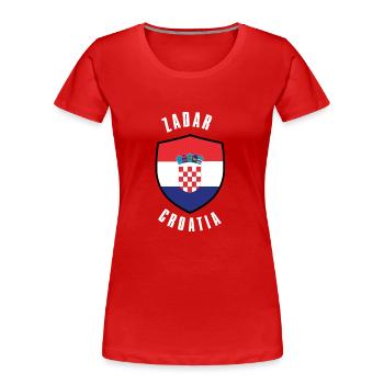 Kroatisches Schildflaggendesign - Frauen Premium Bio T-Shirt - Rot - Vorne - Mia (176cm)