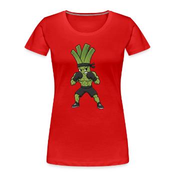 Leek Boxer Martial Arts Spring Onion Boxing Art - Women's Premium Organic T-Shirt - red - Front - Mia (176cm)