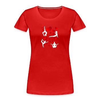 Mon cœur bat pour le yoga, j’aime mon yoga - T-shirt bio Premium Femme - rouge - Devant - Mia (176cm)