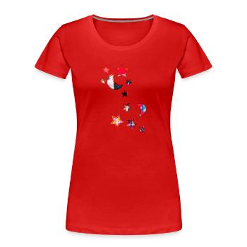 stars,moon,star,yellow,illustration,red,colorful - Women's Premium Organic T-Shirt - red - Front - Mia (176cm)