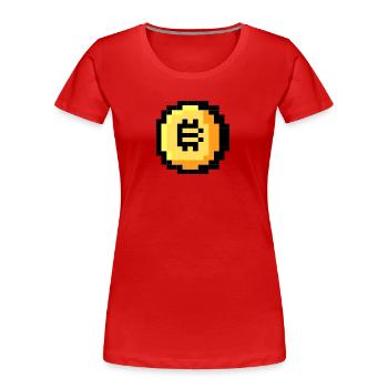 Pixel Bitcoin - T-shirt bio Premium Femme - rouge - Devant - Mia (176cm)