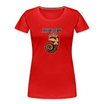 Viva la Evolution! Revolution Prähistorisch Fossil - Frauen Premium Bio T-Shirt - Rot - Vorne - Mia (176cm)
