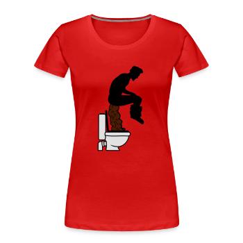 klo toilette riesig groß scheißen WC lustig braune - Frauen Premium Bio T-Shirt - Rot - Vorne - Mia (176cm)