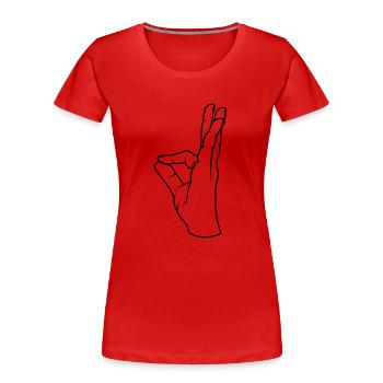 Handgeste perfekt sehr lecker - Frauen Premium Bio T-Shirt - Rot - Vorne - Mia (176cm)