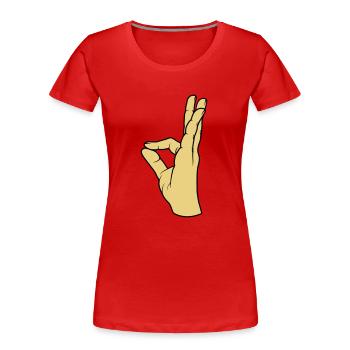 Perfekt sehr lecker Handgeste - Frauen Premium Bio T-Shirt - Rot - Vorne - Mia (176cm)
