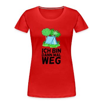 Urlaub Zelt Zelten - Frauen Premium Bio T-Shirt - Rot - Vorne - Mia (176cm)