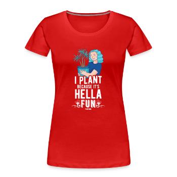 Mama liebt Pflanzen im Garten - Frauen Premium Bio T-Shirt - Rot - Vorne - Mia (176cm)