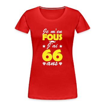 j ai 66 ans / cadeau anniversaire 66 ans - T-shirt bio Premium Femme - rouge - Devant - Mia (176cm)