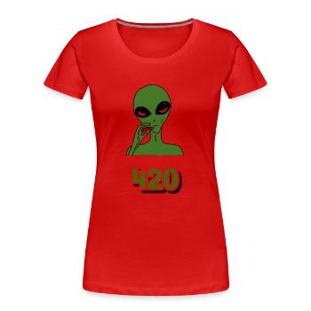 Alien 420 - Frauen Premium Bio T-Shirt - Rot - Vorne - Mia (176cm)