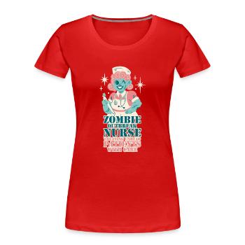 Ausbruch der Zombies Krankenschwester Halloween Party Gag - Frauen Premium Bio T-Shirt - Rot - Vorne - Mia (176cm)