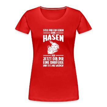 Kaninchen Hase - Frauen Premium Bio T-Shirt - Rot - Vorne - Mia (176cm)