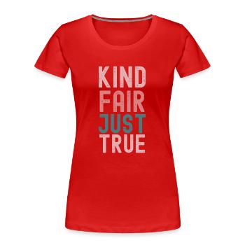 Positive Affirmationen in Pastellfarben - Frauen Premium Bio T-Shirt - Rot - Vorne - Mia (176cm)